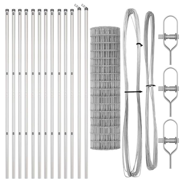 vidaXL Gjerde med stolpe s&oslash;lv 1,2 x 25 m St&aring;l og PVC