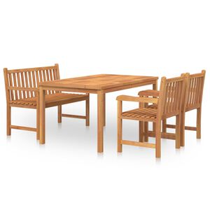 vidaXL Hagespisegruppe 4 deler heltre teak