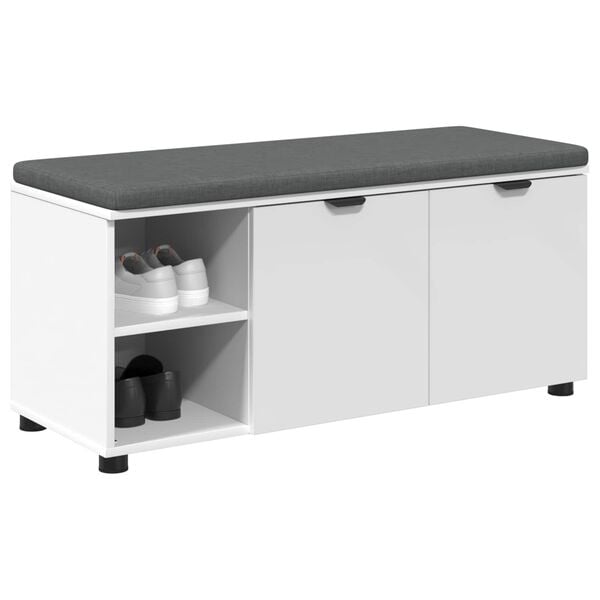 vidaXL Gangbenk Hvit 100 x 38 x 46 cm Konstruert treverk og stoff