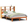 vidaXL Seng med bokhylle uten madrass voksbrun 135x190 cm heltre furu