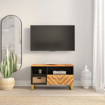 vidaXL TV-benk brun og svart 80x33,5x46 cm heltre mango