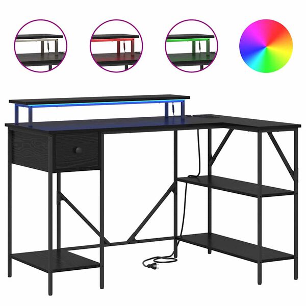 vidaXL Skrivebord Svart Eik 120 x 79 x 86,5 cm Konstruert tre