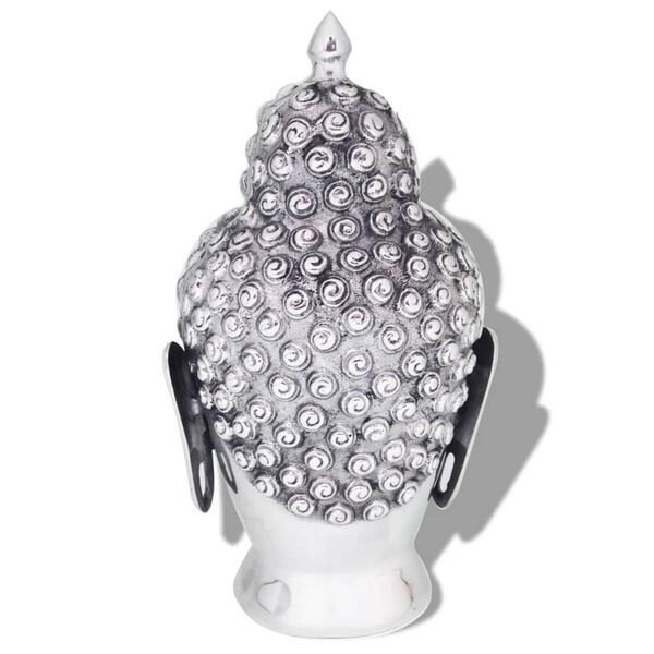 vidaXL Buddha hodedekorasjon aluminum s&oslash;lv
