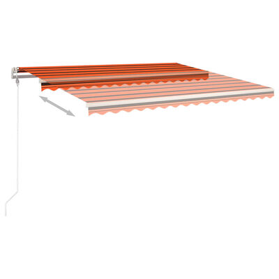 vidaXL Automatisk uttrekkbar markise med stolper 4x3 m oransje og brun