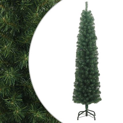vidaXL Slankt kunstig juletre med stativ grønn 180 cm PVC
