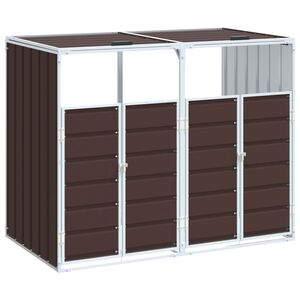 vidaXL S&oslash;ppeldunkskur for 2 dunker brun 144x81x113 cm St&aring;l