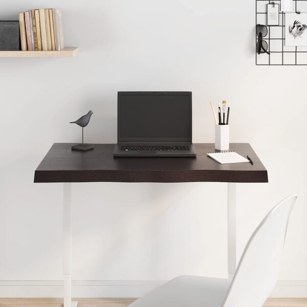 vidaXL Bordplate mørkegrå 80x50x4cm behandlet heltre eik naturlig kant