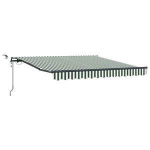 vidaXL Uttrekkbar markise Gr&oslash;nn og hvit 350 x 250 cm Polyester