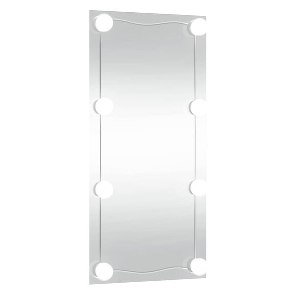 vidaXL Veggspeil med LED-lys 30x60 cm glass rektangel