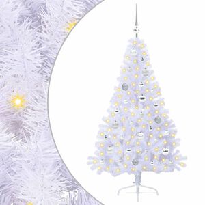 vidaXL Kunstig juletre med 150 LED med stativ Hvit 150 cm PVC og st&aring;l