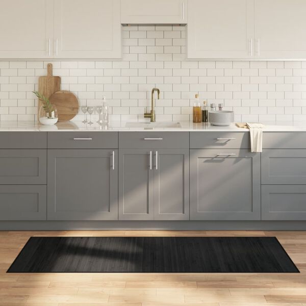 vidaXL Teppe rektangul&aelig;rt svart 70x200 cm bambus