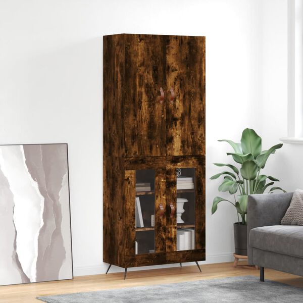 vidaXL Highboard r&oslash;kt eik 69,5x34x180 cm konstruert tre