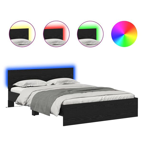 vidaXL Sengestamme Svart Eik 140 x 200 cm Konstruert tre