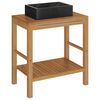 vidaXL Baderomshylle heltre teak med vask marmor svart