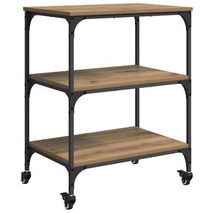 vidaXL Kj&oslash;kkenvogn Artisan Eik 60 x 41 x 76 cm Konstruert tre