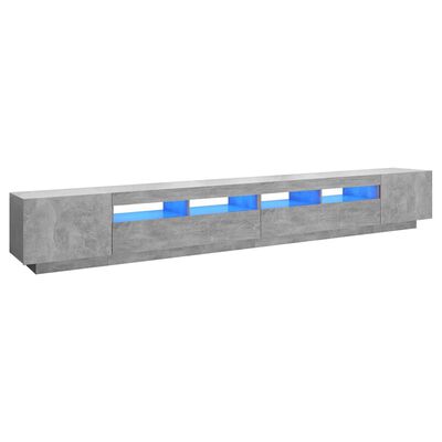 vidaXL TV-benk med LED-lys betonggrå 300x35x40 cm