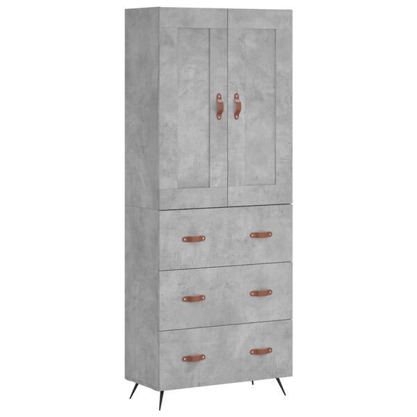 vidaXL Highboard betonggr&aring; 69,5x34x180 cm konstruert tre