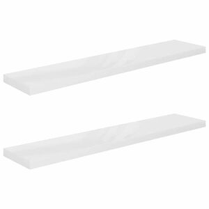 vidaXL Flytende vegghyller 2 stk h&oslash;yglans hvit 120x23,5x3,8 cm MDF