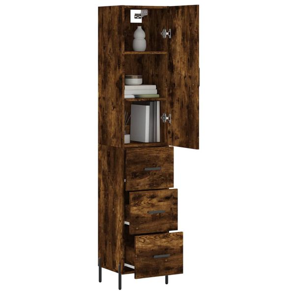 vidaXL Highboard r&oslash;kt eik 34,5x34x180 cm konstruert tre