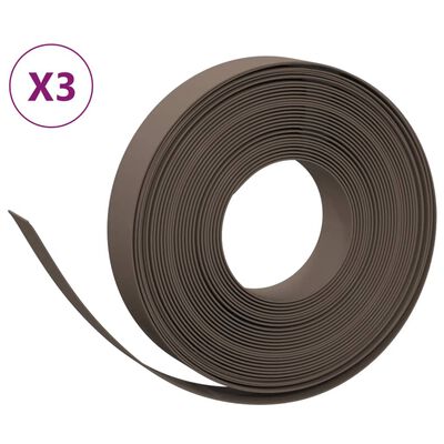 vidaXL Hagekanter 3 stk brun 10 m 10 cm polyetylen