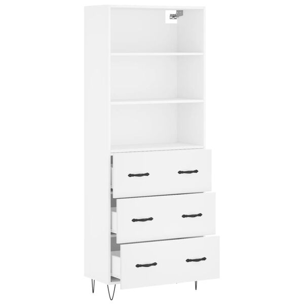 vidaXL Highboard hvit 69,5x34x180 cm konstruert tre