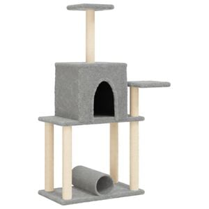 vidaXL Kattetre med klorestolper i sisal lysegr&aring; 122 cm