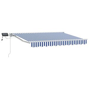 vidaXL Manuell markiseramme med LEDs Bl&aring; og hvit 2,5 x 2 m