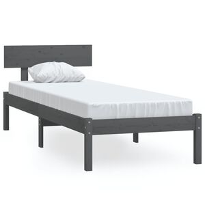 vidaXL Sengeramme gr&aring; heltre furu 90x190 cm Single