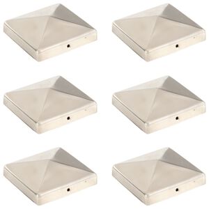 vidaXL Gjerdestolpehatter pyramide 6 stk rustfritt st&aring;l 101x101 mm