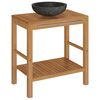 vidaXL Baderomshylle heltre teak med vask marmor svart