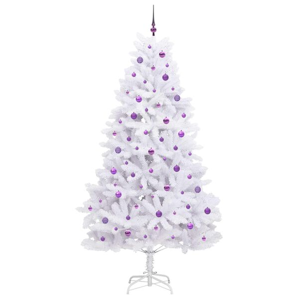 vidaXL Kunstig sammensatt juletre med 300 LED Hvit 240 cm PVC og st&aring;l