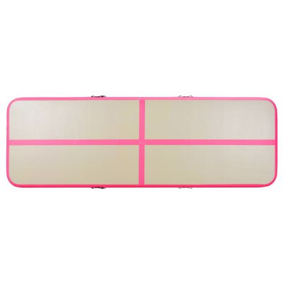 vidaXL Oppblåsbar gymnastikkmatte med pumpe 300x100x10 cm PVC rosa