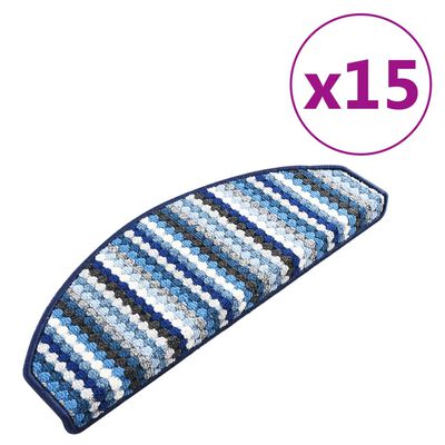 vidaXL Selvklebende trappematter 15 stk 65x24x4 cm flerfarget blå
