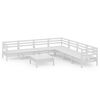 vidaXL Hagesofagruppe 8 deler hvit heltre furu