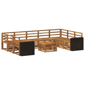 vidaXL Sofasett 10 pcs Naturlig Solid akasietre