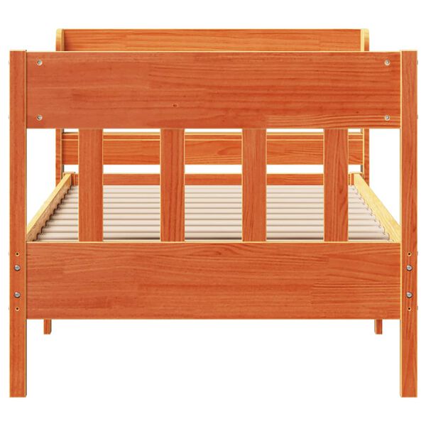 vidaXL Sengeramme uten madrass voksbrun 100x200 cm heltre furu