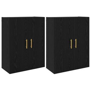 vidaXL Vegghengt skap 2 pcs Svart Eik 69,5 x 34 x 90 cm Konstruert tre