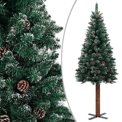 vidaXL Forhåndsbelyst slankt juletre med kulesett grønn 180 cm