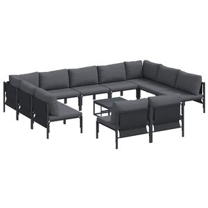 vidaXL Hagesofa Set med pute 12 pcs Svart Stål