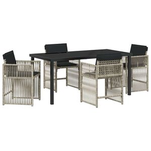 vidaXL Hage Spisegruppe 5 pcs Lysegr&aring; polyrotting