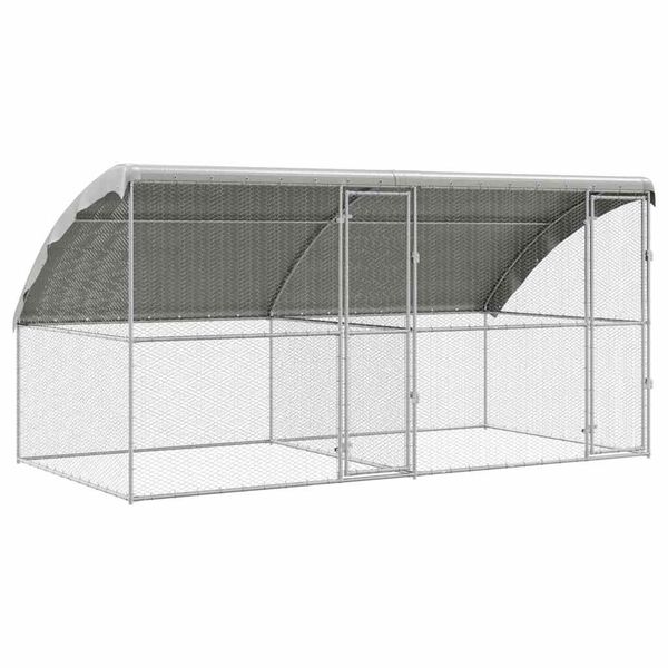 vidaXL H&oslash;nsebur 2 pcs s&oslash;lv 400 x 200 x 198,5 cm Galvanisert St&aring;l