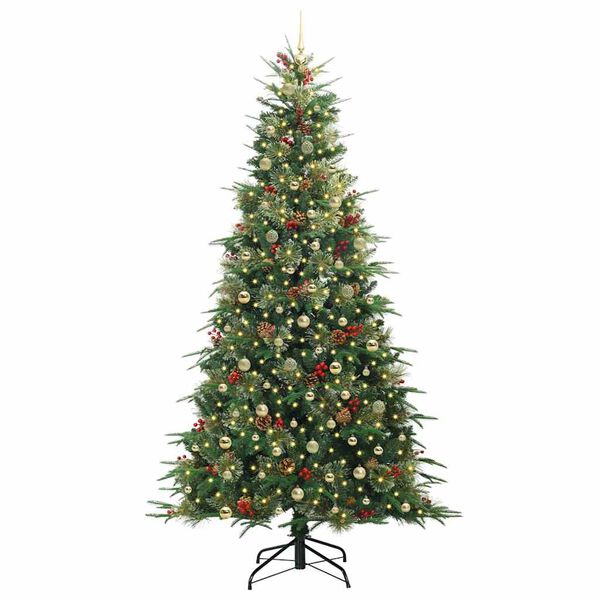 vidaXL Kunstig sammensatt juletre med 300 LED gr&oslash;nn 240 cm PE og PVC