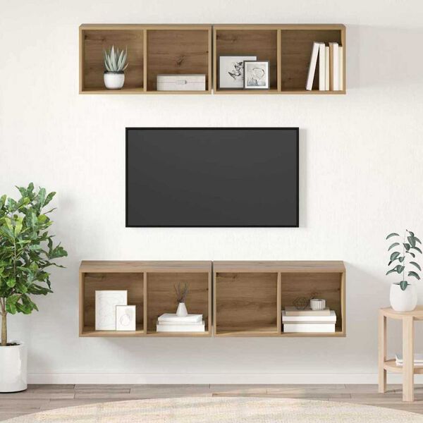 vidaXL TV-benksett 4 pcs Artisan Eik 37 x 37 x 72 cm Konstruert tre