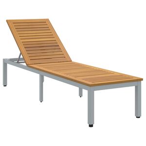 vidaXL Solseng 1-person Grå 200 x 55 x 35 cm Massivt akasietre