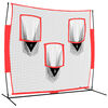 vidaXL B&aelig;rbart baseballnett svart og r&oslash;d 183x105x183 cm polyester
