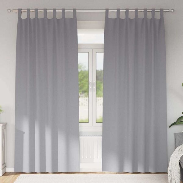 vidaXL M&oslash;rkleggende Gardiner med Ringer 2 pcs Lysegr&aring; 260 x 140 cm
