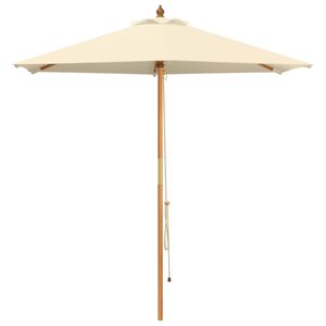 vidaXL Hageparasol &Oslash; 210 x 237 cm Solid Eucalyptus Tre Kremhvit