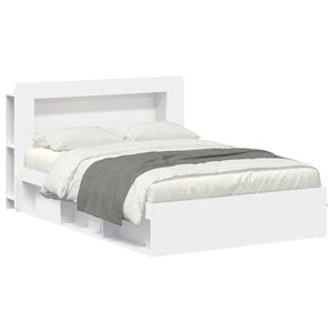 vidaXL Sengeramme med oppbevaring Hvit 160 x 200 cm Konstruert tre