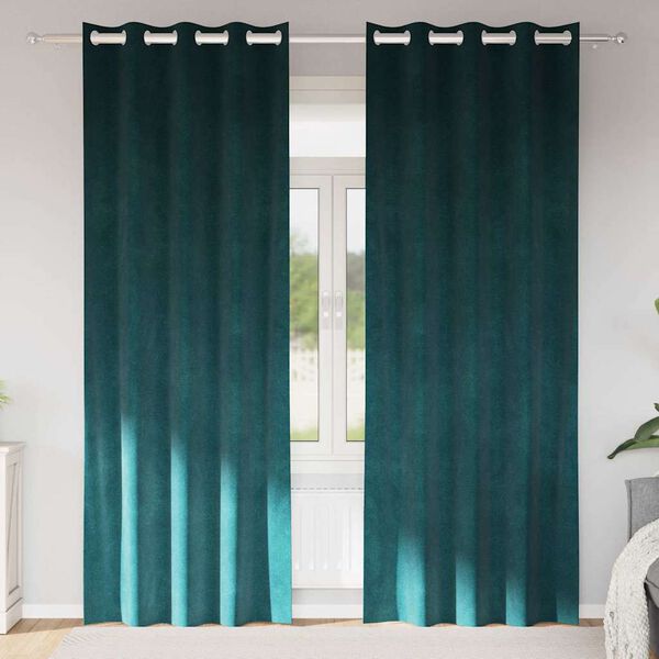 vidaXL Blendingsgardiner 2 pcs Mørkegrønn 140 x 225 cm Fløyel