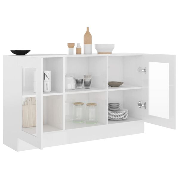 vidaXL Vitrine høyglans hvit 120x30,5x70 cm konstruert tre